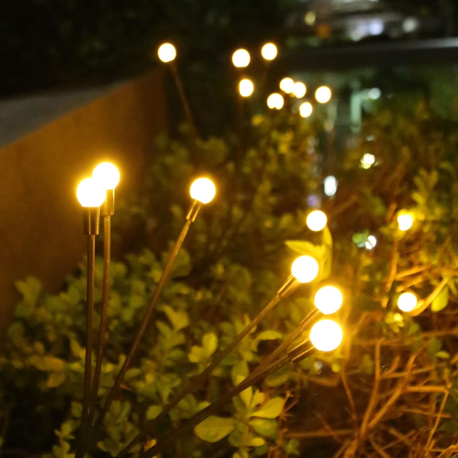 GreenClick Luces solares de jardín, luces solares de luciérnaga IP65, luces solares balanceadas con alambre de hierro flexible, luces de paisaje