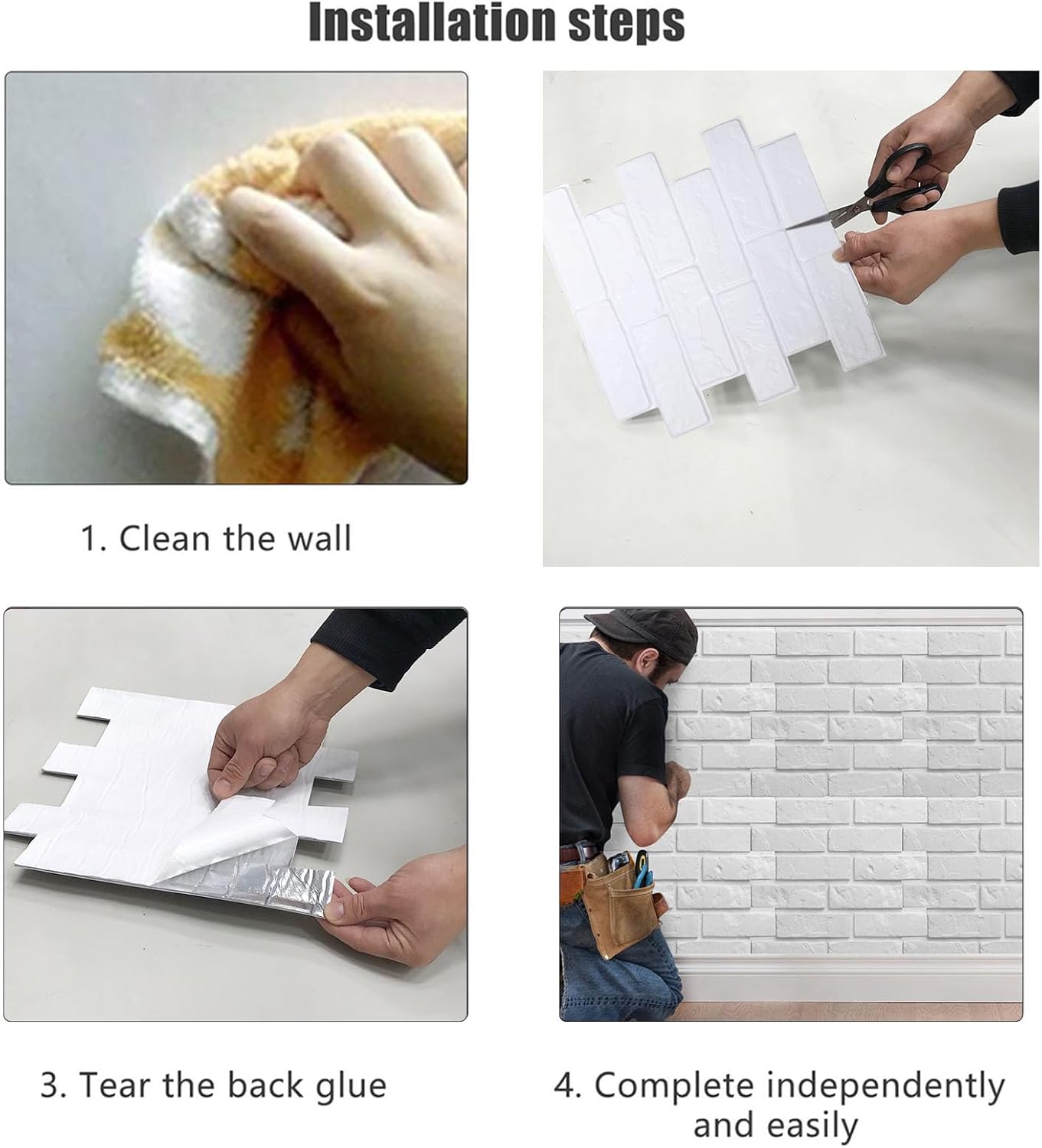 Poxiuna – 1 baldosa adhesiva para salpicaduras de cocina, 12 x 12 pulgadas, autoadhesiva, impermeable, paneles de pared 3D para despegar y pegar,