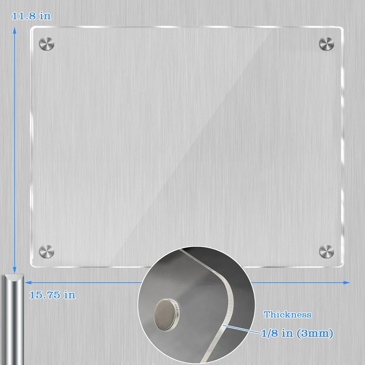 Pizarra magnética acrílica de borrado en seco de 16 x 12 pulgadas para refrigerador, calendario magnético de acrílico transparente para