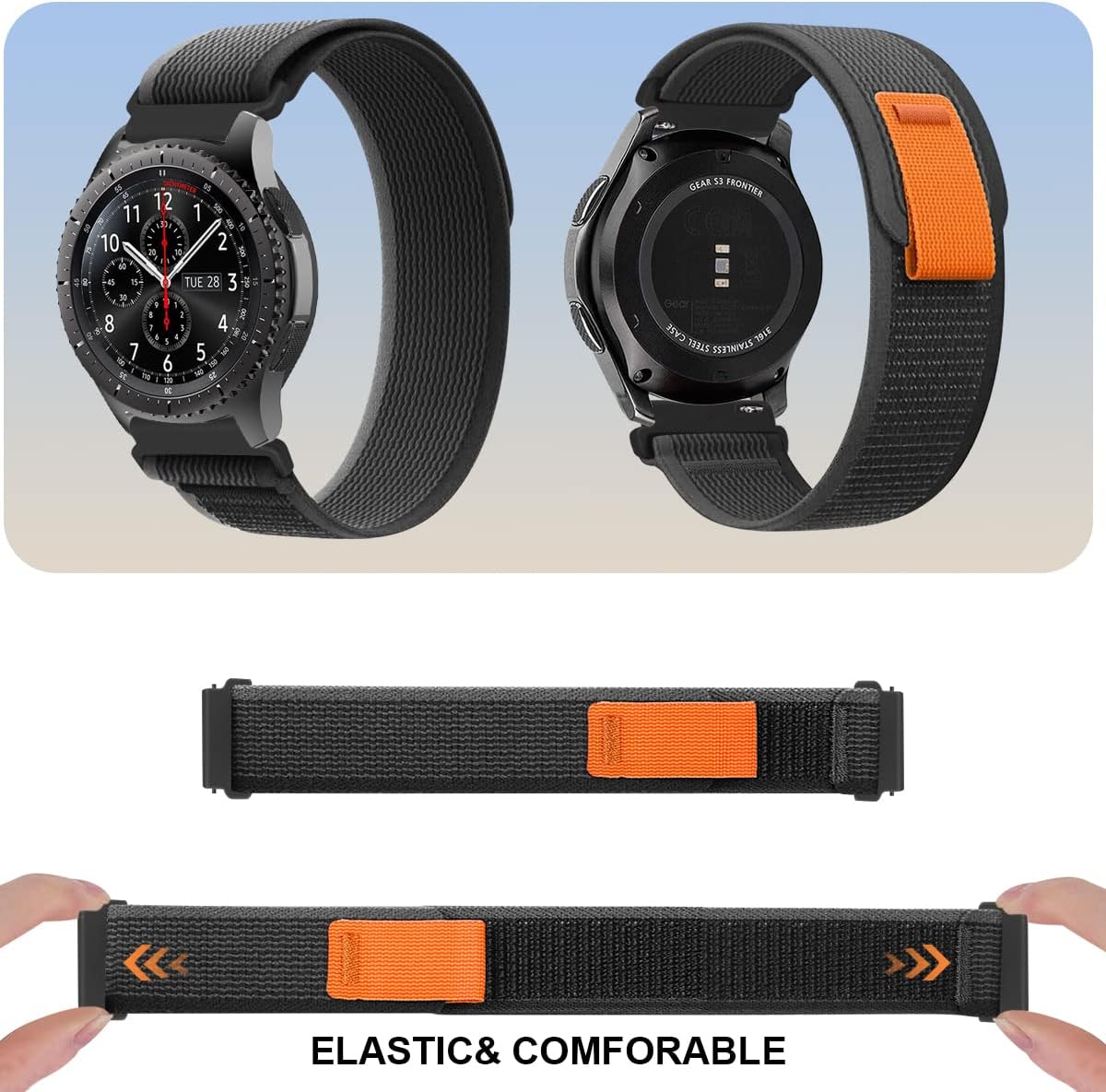 MroTech Trail Loop – Correa deportiva de nailon ajustable de 0.86 pulgadas, compatible con Samsung Galaxy Watch de 1.81 pulgadas, Galaxy Watch 3 de