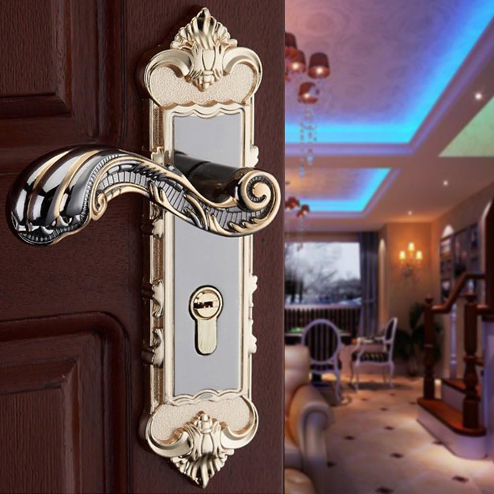 Eapmic Juego de cerradura de puerta universal de estilo europeo para dormitorio interior (aleación negra)