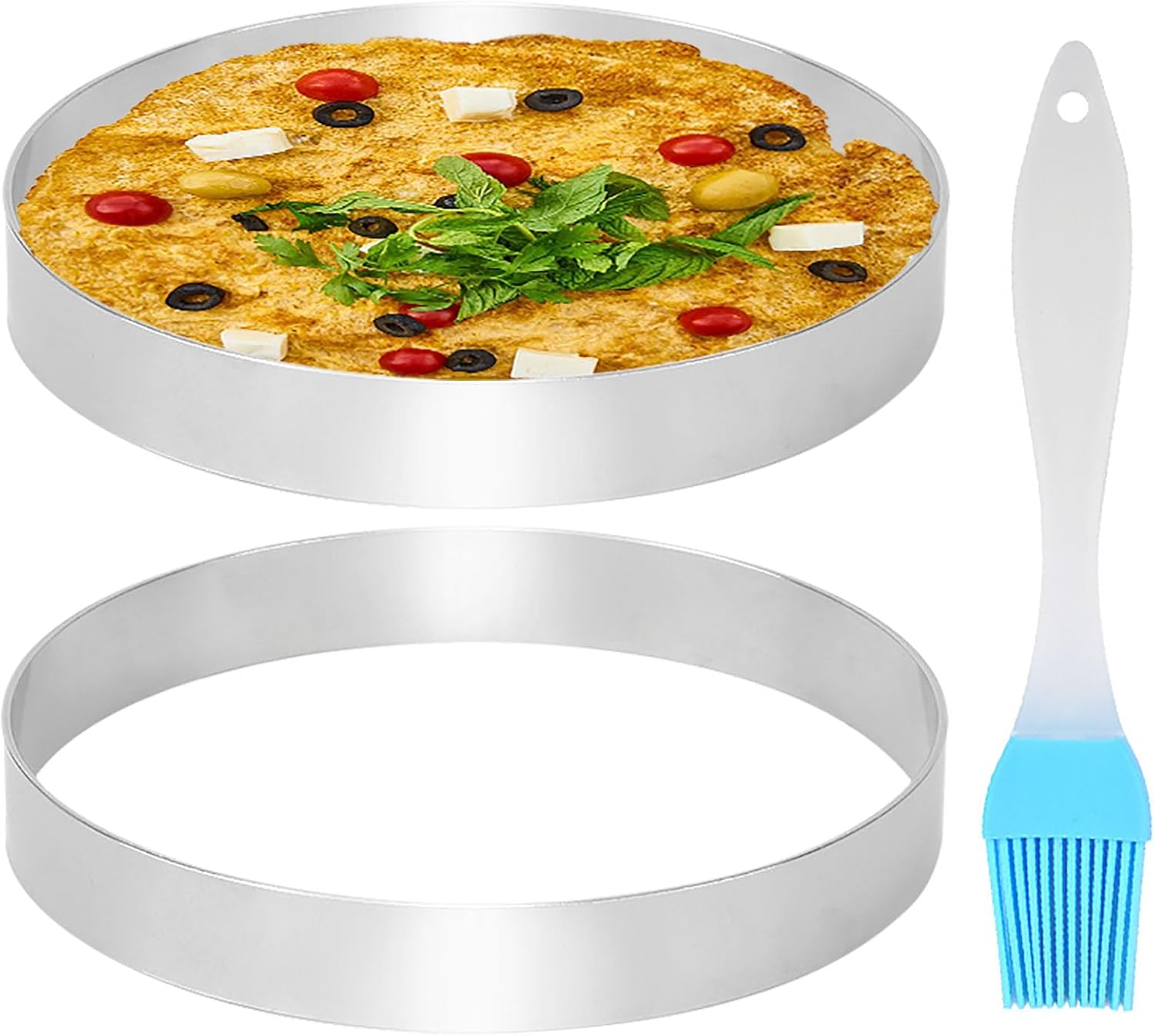 2 piezas de 8 pulgadas para panqueques, anillo de tortilla, molde de anillo de huevo para asar huevos grandes de acero inoxidable para panqueques de