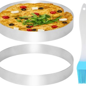 2 piezas de 8 pulgadas para panqueques, anillo de tortilla, molde de anillo de huevo para asar huevos grandes de acero inoxidable para panqueques de 2 piezas de 8 pulgadas para panqueques, anillo de tortilla, molde de anillo de huevo para asar huevos grandes de acero inoxidable para panqueques de