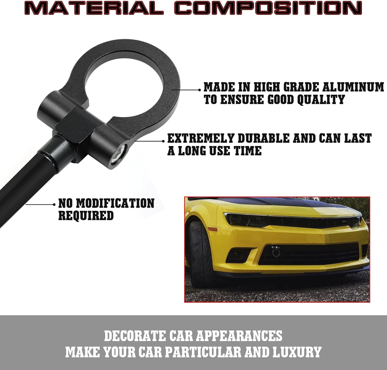 Xotic Tech Sport Track Racing Style CNC Aluminio atornillado gancho de remolque parachoques delantero compatible con Chevrolet Camaro 6 generación