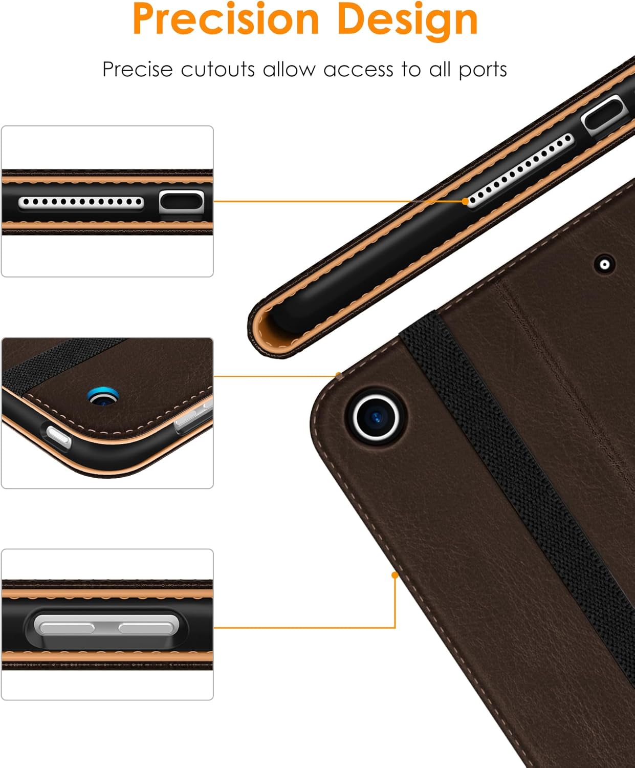 DTTO Funda para iPad de 987 generación de 10.2 pulgadas 202120202019, funda de cuero de alta calidad con soporte para lápiz Apple, encendido y