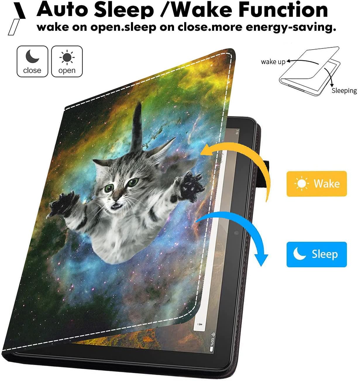 Funda para tablet Tienda Fire HD 10 y Fire HD 10 Plus (11 generación, versión 2021)  Funda de piel sintética de alta calidad con encendido
