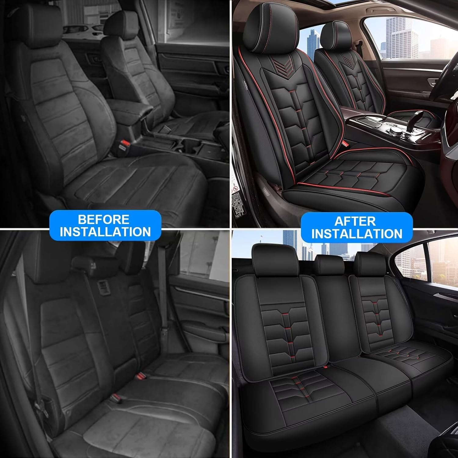 Fundas de asiento de automóvil para Mazda CX7 2007-2012 CX-7 juego completo de fundas de asiento de piel sintética de 2 filas y 5 asientos,