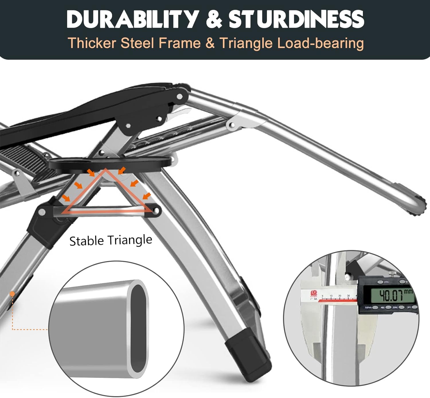 MOPHOTO Silla Zero Gravity, silla de descanso acolchada para exteriores con mesa auxiliar, silla reclinable de gravedad cero, silla reclinable para