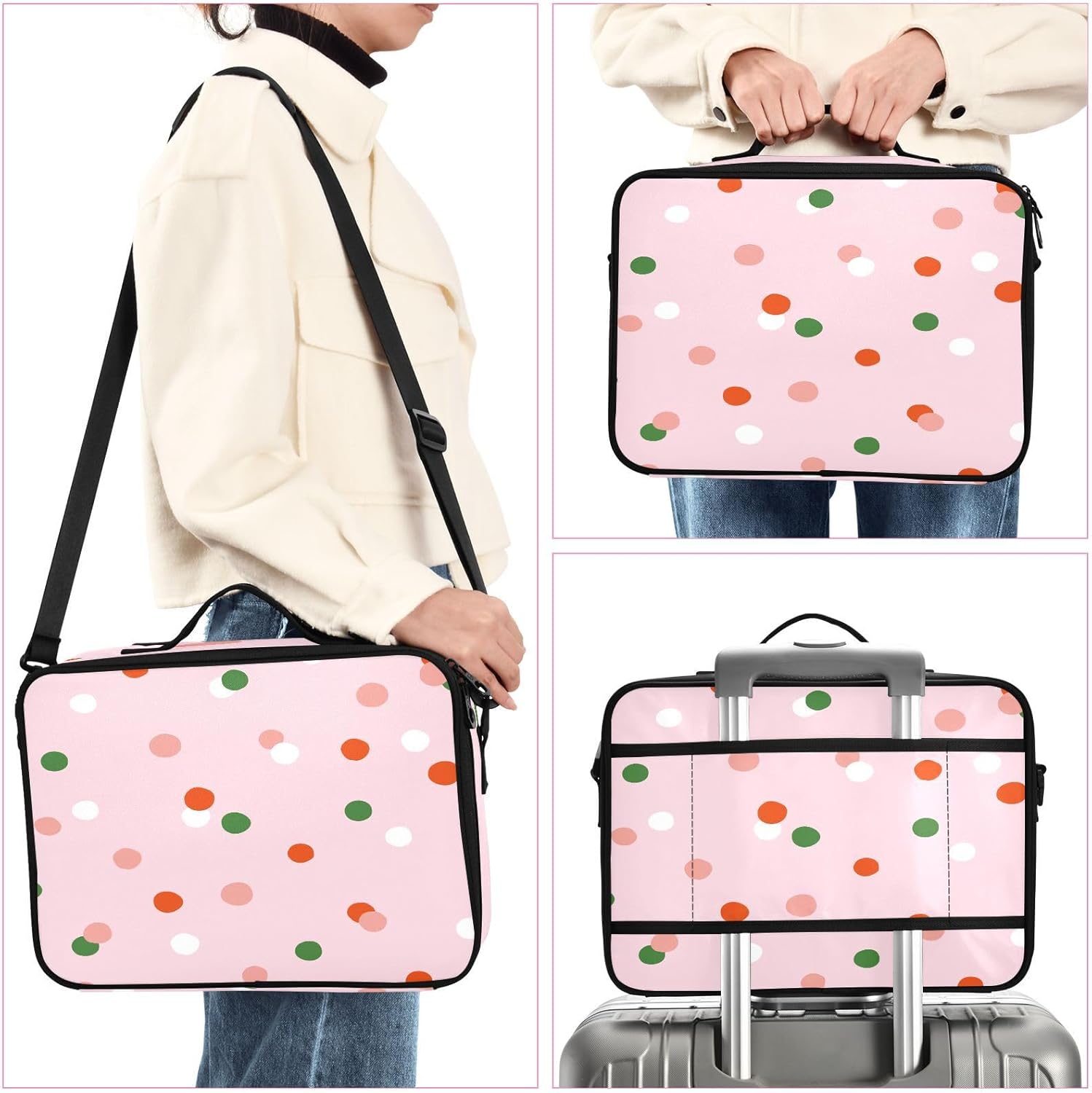 Pink Dot Minimalist everything cosmetic bag travel bag for women makeup bag zipper travel makeup bags cosmetiqueras para maquillaje men mens woman