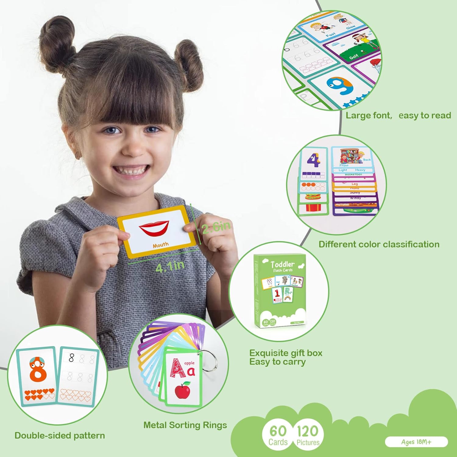60 tarjetas, 120 imágenes del alfabeto ABC para niños pequeños de 3 a 6 años, tarjetas flash de preescolar para niños de 3, 4, 5, 6 años, ABC,