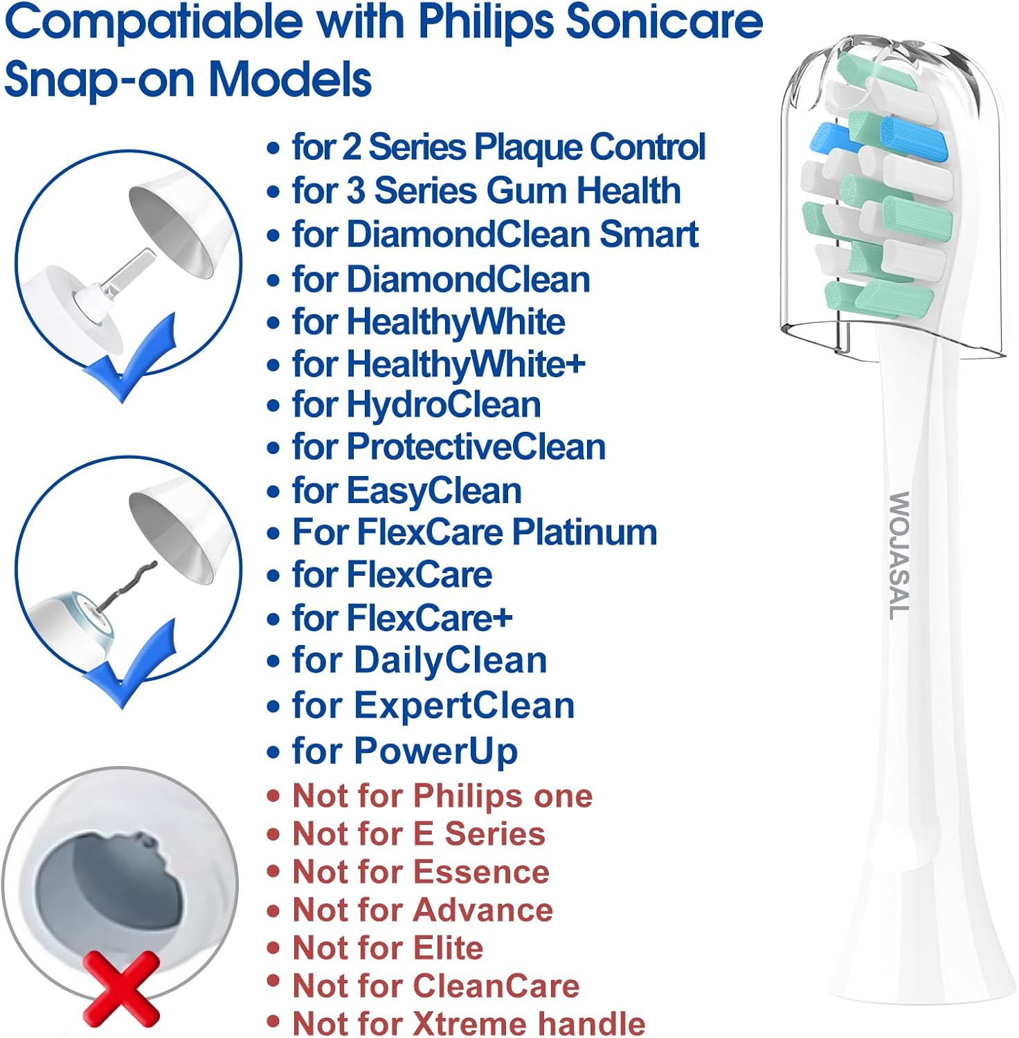 Cabezales de cepillo de repuesto compatibles con el mango de cepillos de dientes eléctricos Philips SoniCare, cabezal de cepillo de dientes de