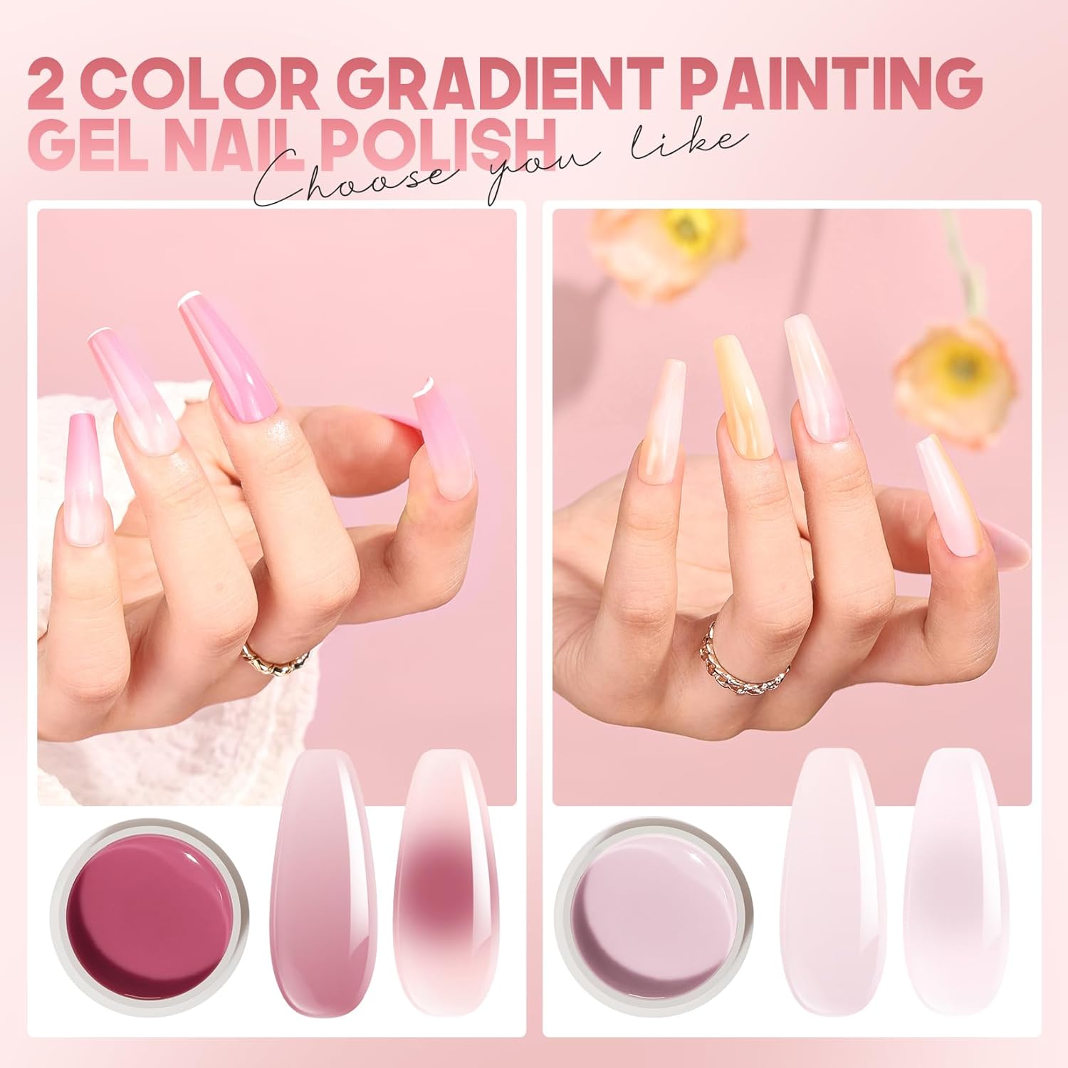 Morovan Kit de esmalte de uñas de gel, 6 colores, pintura de manicura degradada, juego de esmalte de uñas de gel, pintura de uñas acrílica, 6