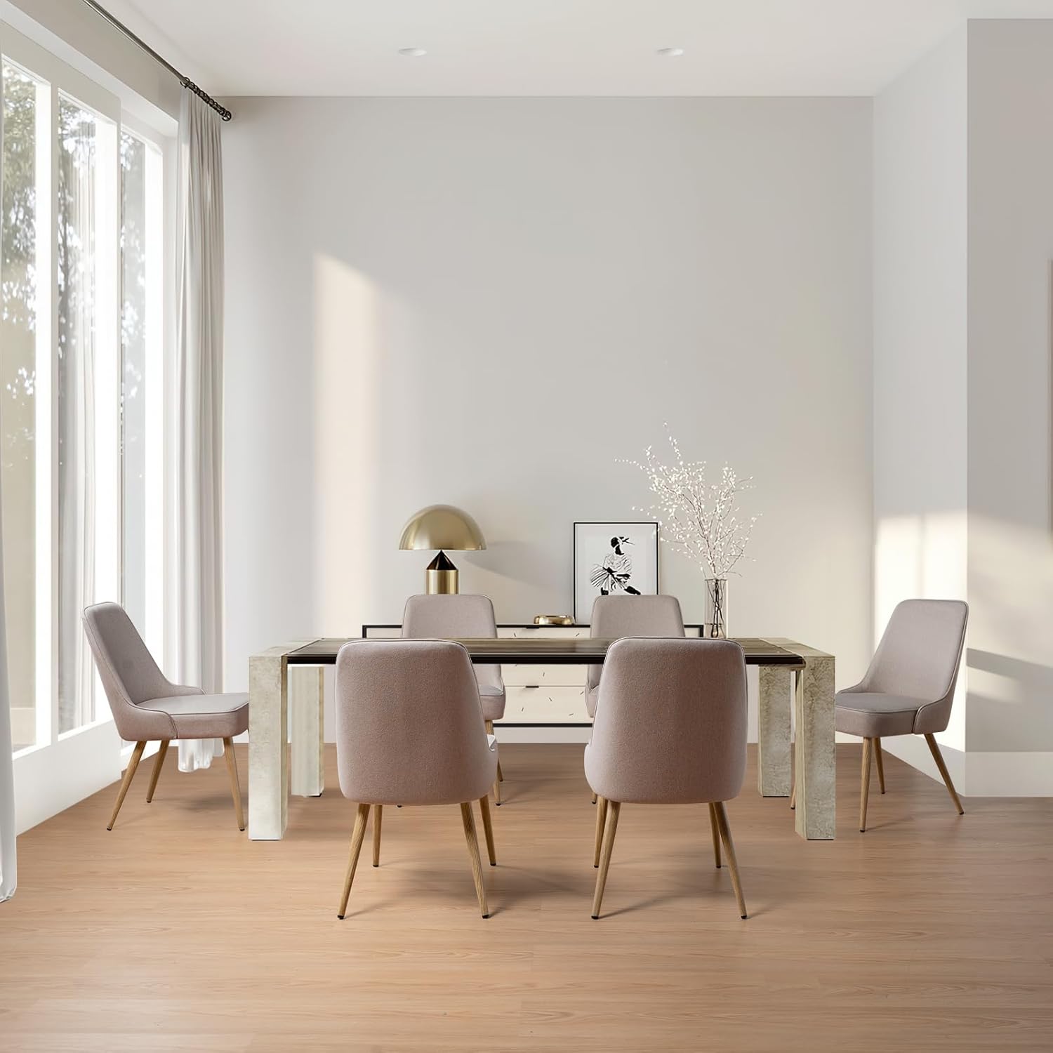 Ecoluxehaven Juego de 2 sillas de comedor modernas, sillas tapizadas de cocina para comedor en tela