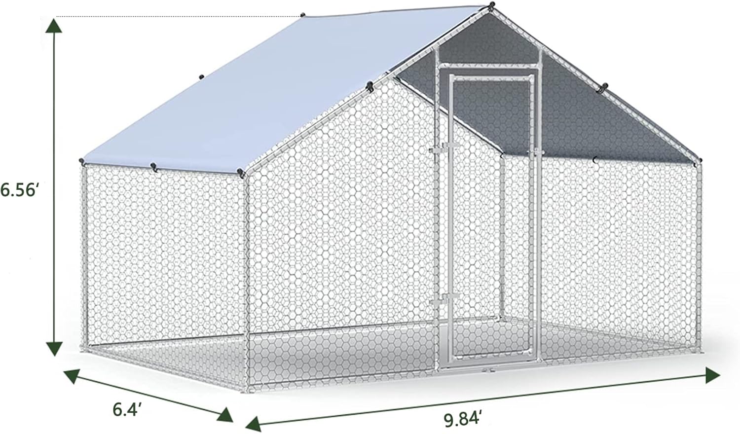 HITTITE Chicken Coop Run – Gallinero grande de metal, jaula de gallinero para caminar al aire libre, resistente en forma de espiro, con cubierta