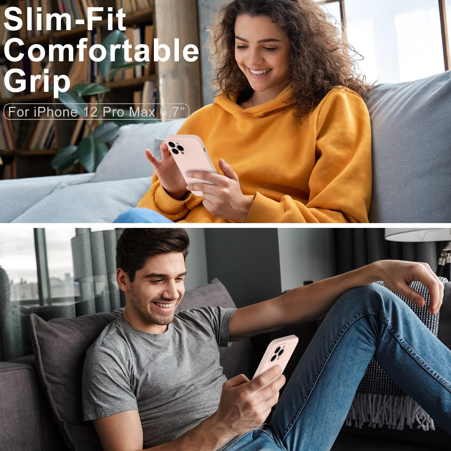 DEENAKIN Funda compatible con iPhone 12 Pro con protector de pantalla, mejora la protección de la cámara, funda protectora de goma de gel de
