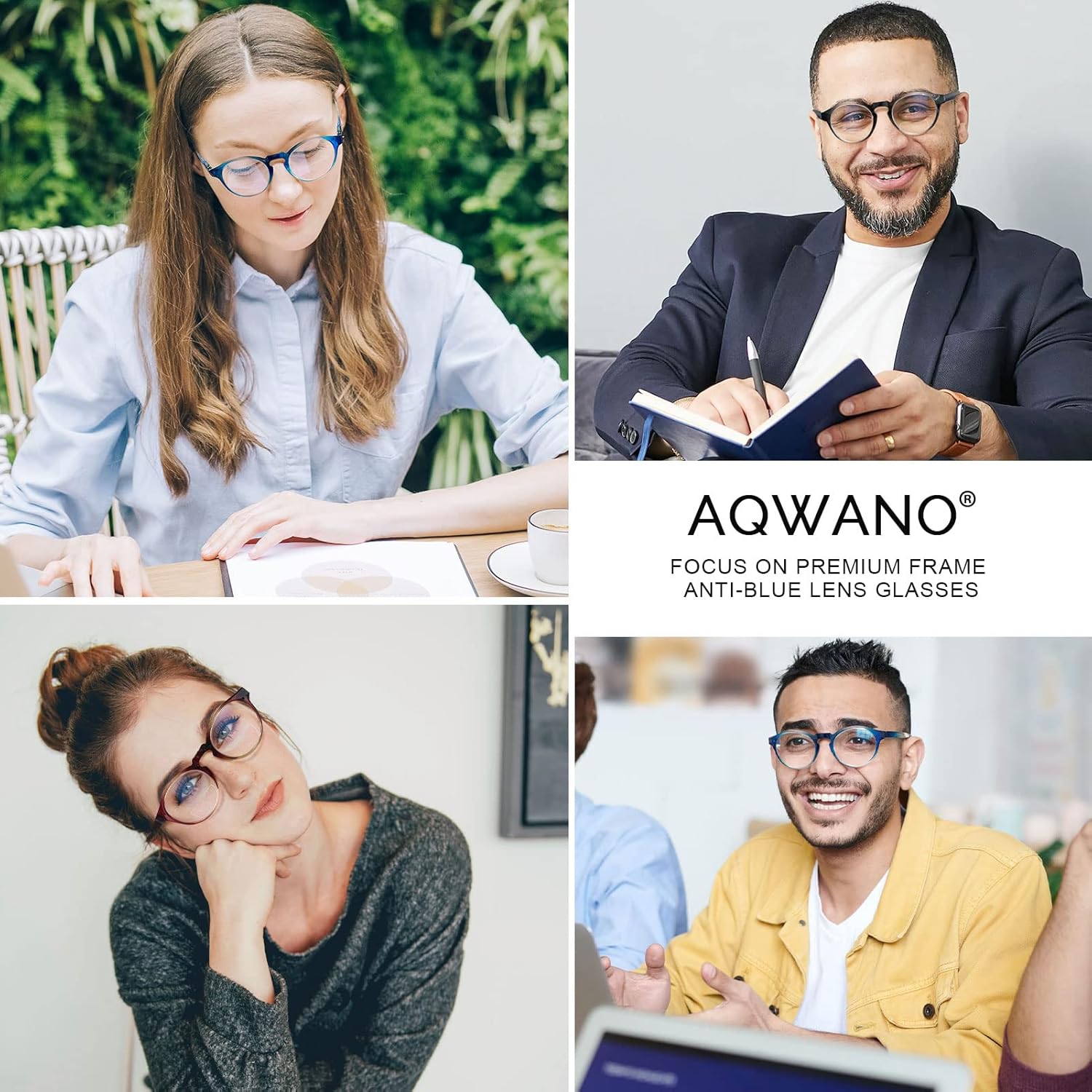 AQWANO Gafas de lectura bifocales para hombres, bloqueo de luz azul, lectura bifocal, mujer, diseño de moda, bisagra de resorte ligera, paquete de 3