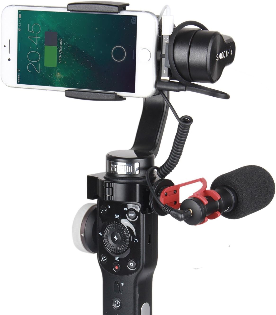 HolaFoto Adaptador 2 en 1, carga y adaptador de audio para auriculares, micrófono para Zhiyun Smooth 5S Smooth5 4 Q3 q2 q DJI Osmo Mobile 2 Feiyu