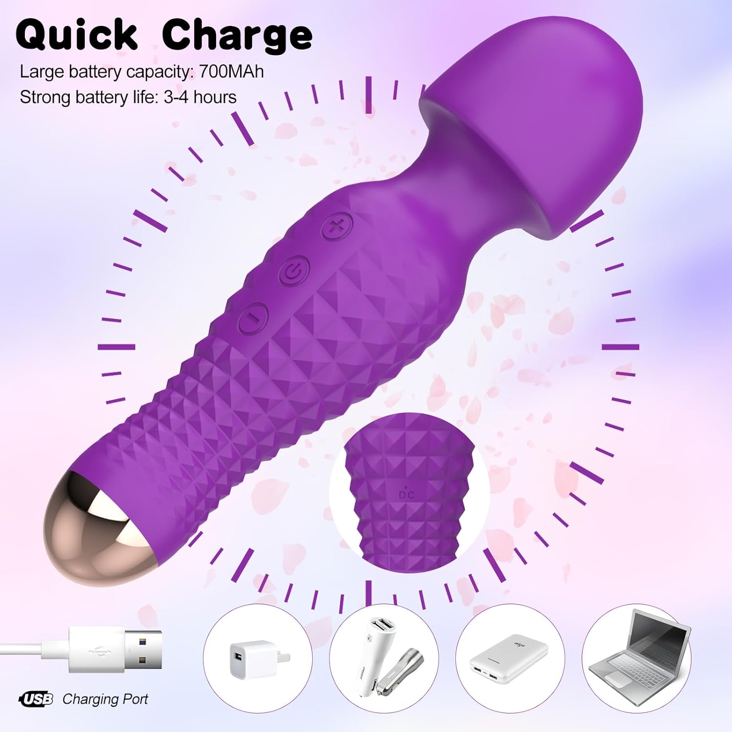 AGGP Vibrator Wand Sex Toys for Female Clitoral Stimulation, Magic Cordless Handheld Powerful G Spot Vibrator with 12 Speed, Personal Massager Tool