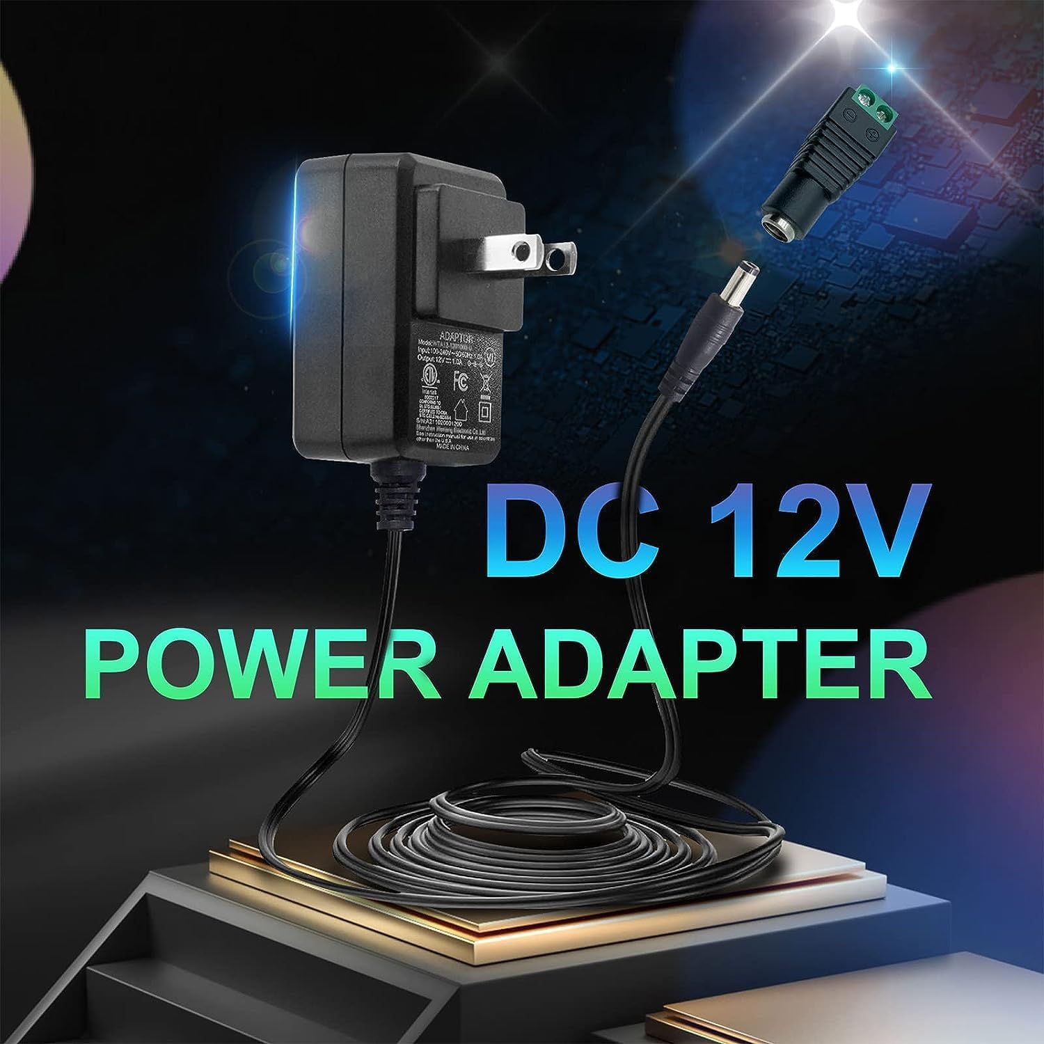 Adaptador de fuente de alimentación de 12V 2A, CA 100-240V a CC 12V 2000mA 24W 0.217 in* 0.083 in adaptador con conector de barril hembra CC a