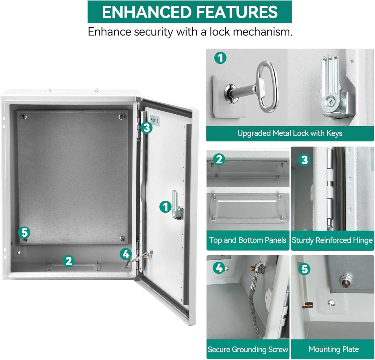 YITAHOME Caja eléctrica NEMA 4X, 16 × 12 × 8 ” Caja eléctrica al aire libre certificada UL, IP66 resistente al agua a prueba de polvo, acero