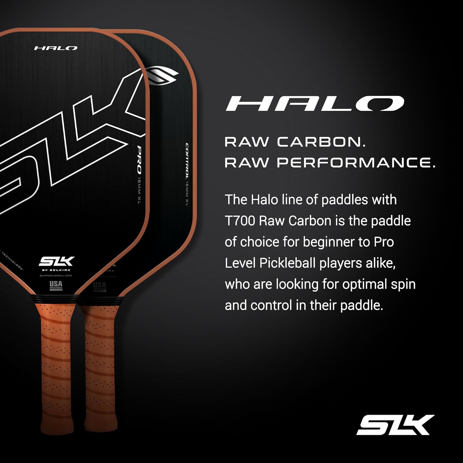 Selkirk SLK 2024 Halo Control y Halo Power Pickleball Paddle  Pala de pickleball de fibra de carbono cruda con un núcleo de polímero de potencia
