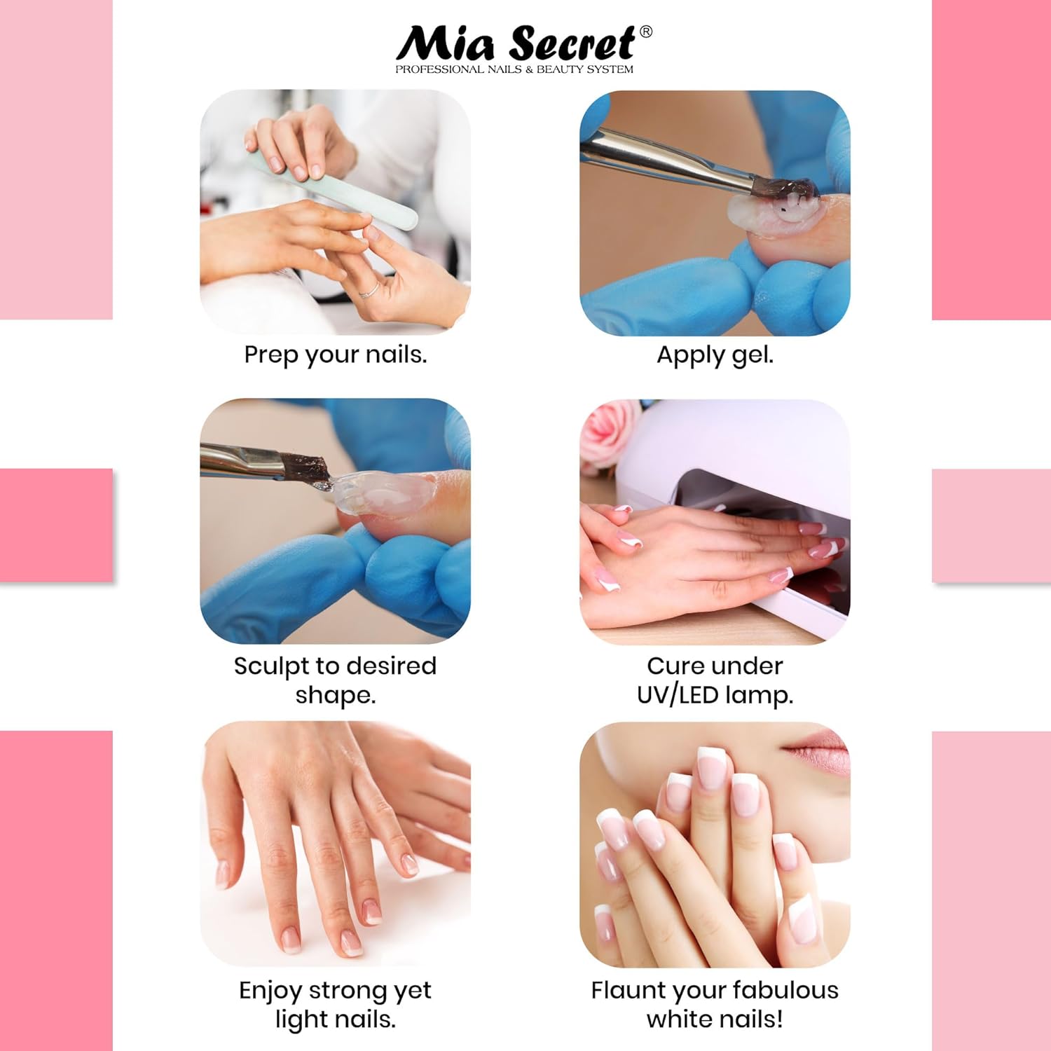 Mia Secret – Constructor de uñas de gel POLYMIA de 2 onzas – LED UV – Gel constructor (rosa verdadero)