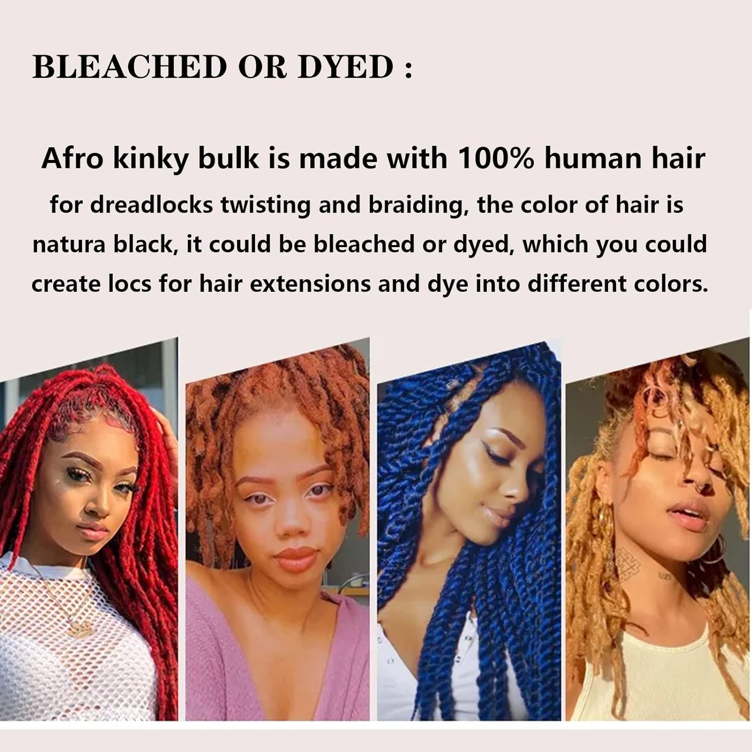 Cabello humano afro rizado a granel para extensiones de rastas, trenzas torcidas, cabello trenzado 100% natural, se puede decolorar y teñir, 1.06 oz