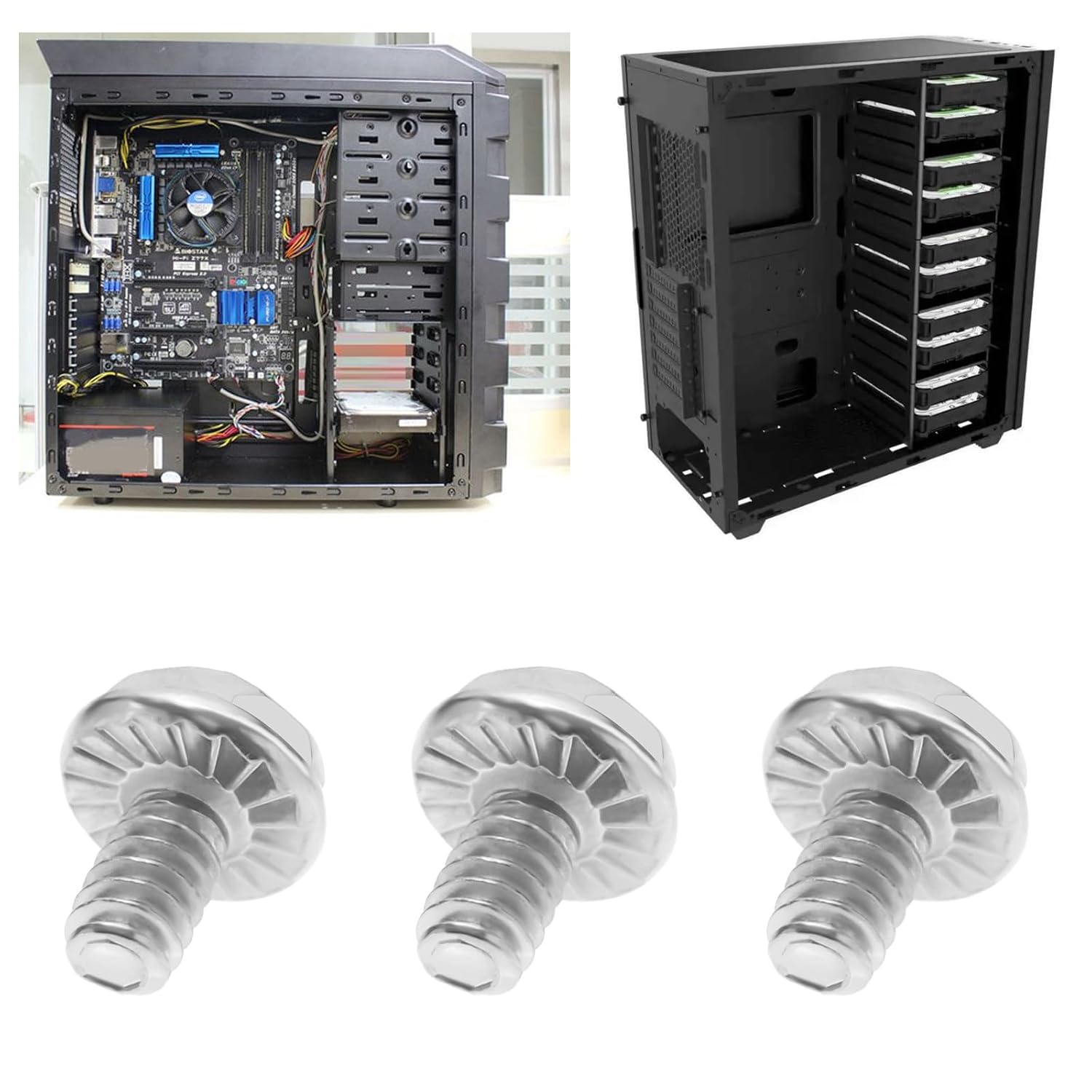 100 tornillos hexagonales dentados 632 tornillos de montaje para placa base 632 disco duro PC caja tornillos acero plateado accesorios para