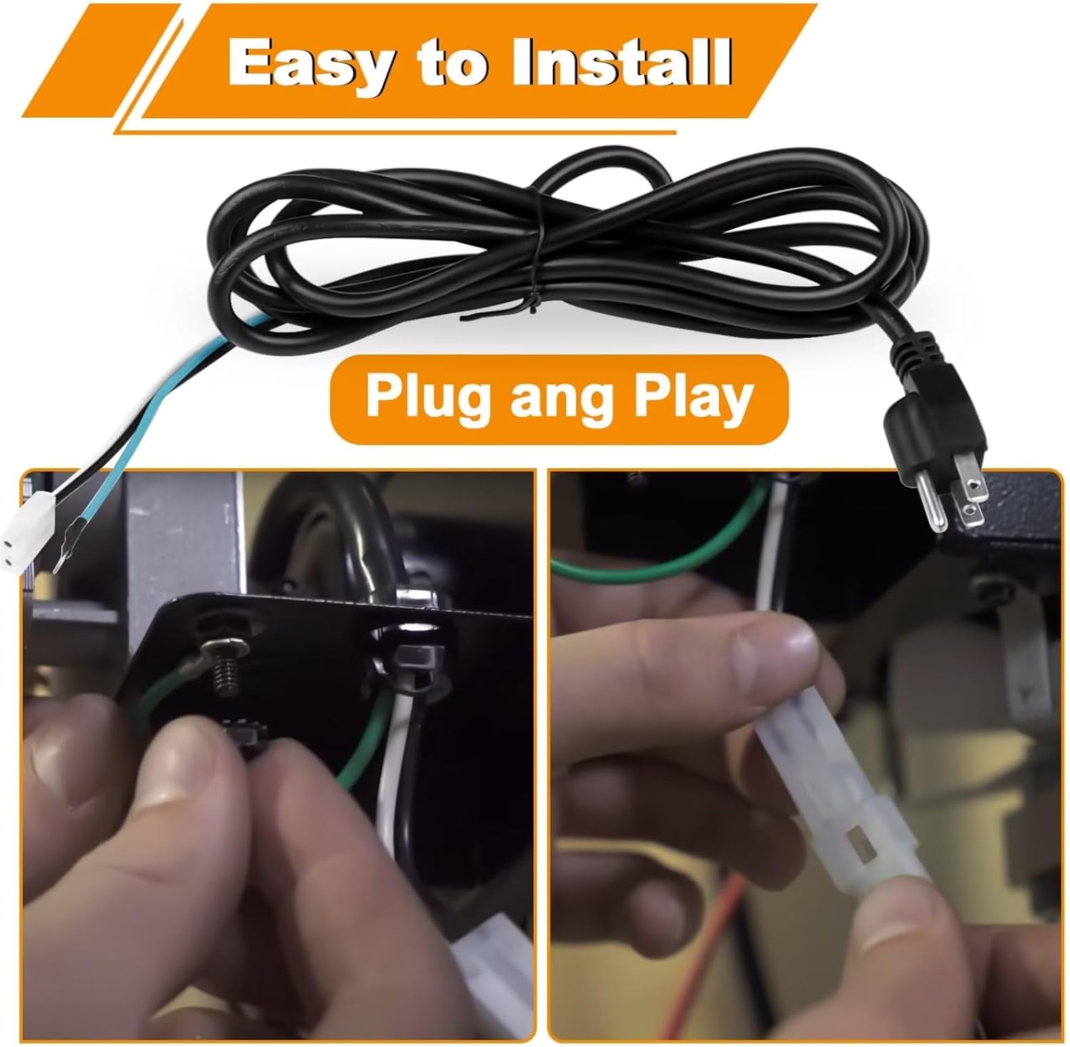 Piezas de repuesto de cable de alimentación de 8 pies compatibles con parrillas para ahumadores de pellets de madera Pit Boss, Traeger
