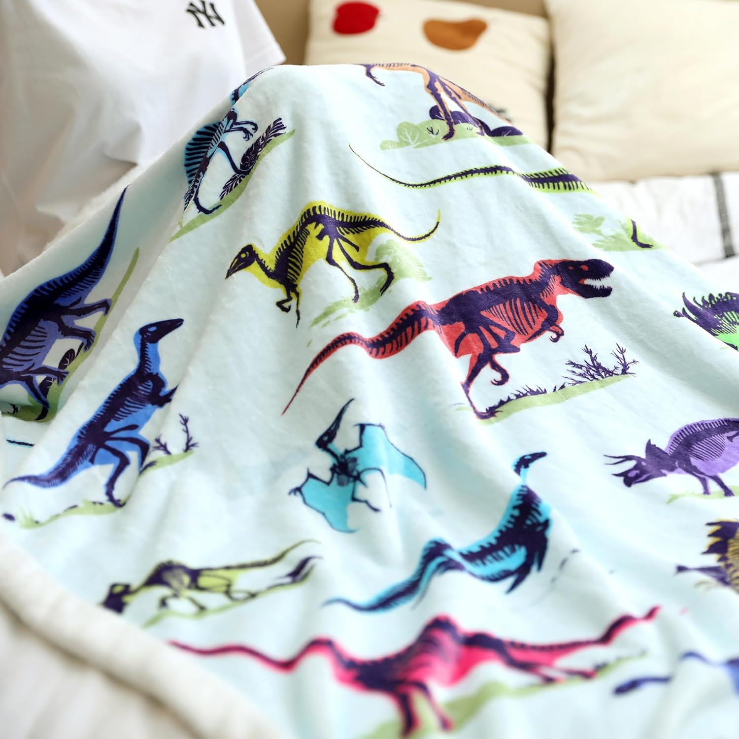 Manta de dinosaurio suave para niños, regalo para los amantes de los dinosaurios, manta con dinosaurios en ella, acogedora y esponjosa, regalos de