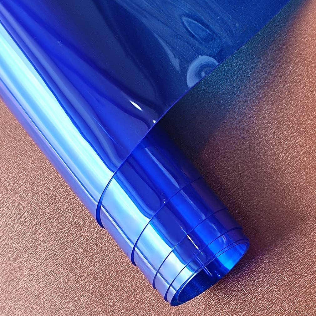 HYANG – Hojas de vinilo holográfico de piel sintética de PVC transparente azul supertransparente, 1 rollo de 12 x 47 pulgadas (11.8 in x 47.2 in)