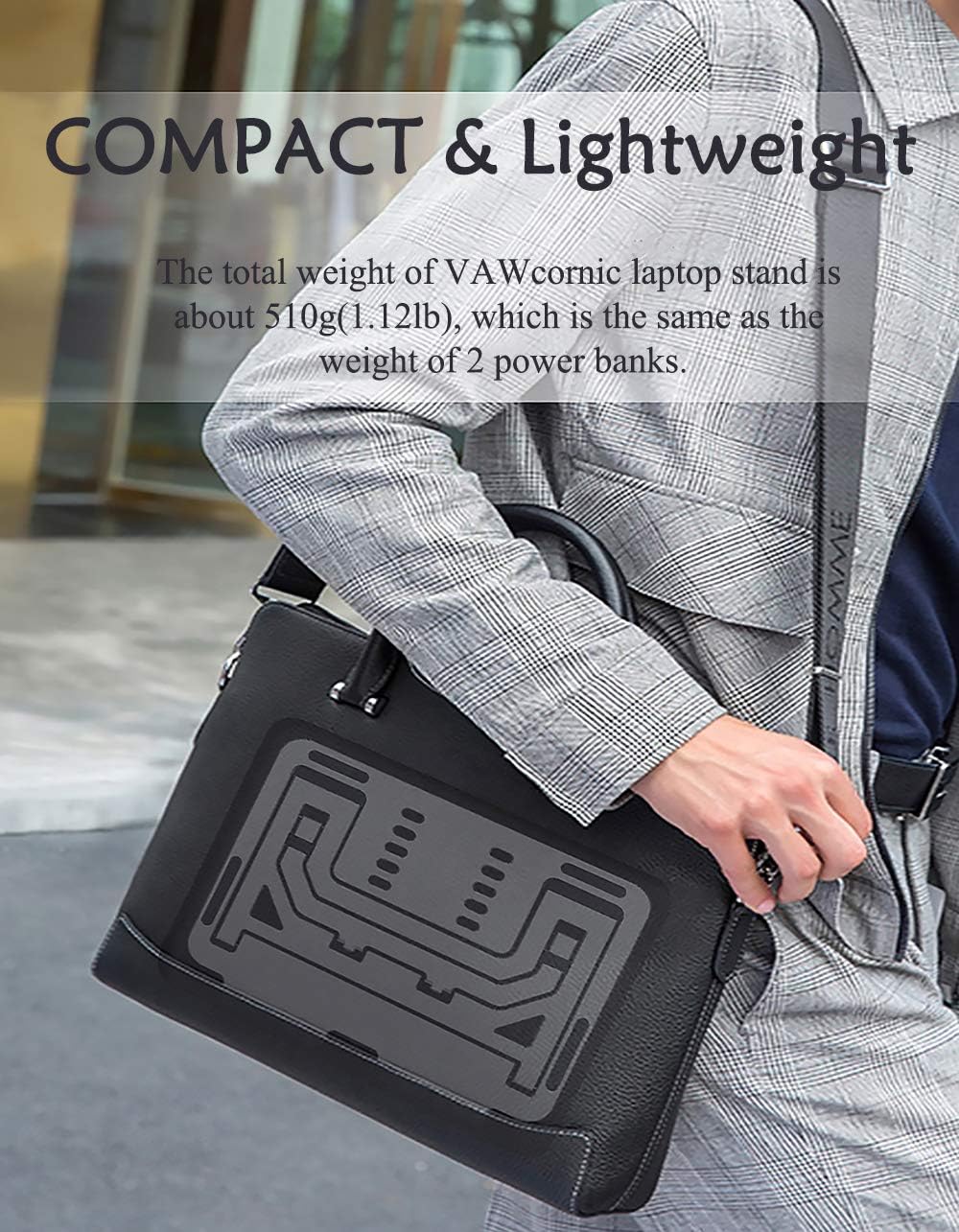 VAWcornic Soporte para computadora portátil para escritorio, soporte ajustable de aluminio para laptop, elevador de computadora plegable ventilado,