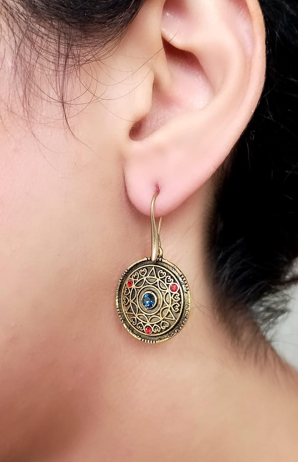 Tibetan ethnic earrings for women Turkish tribal drop earrings Persian vintage brass jewelry