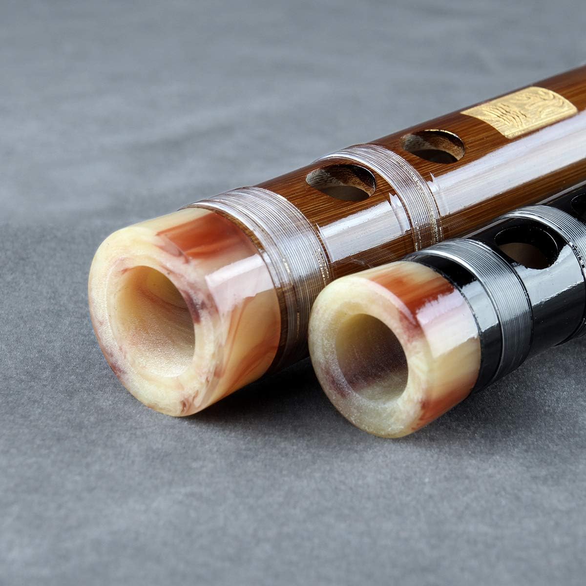 Flauta vertical de clarinete de bambú con línea transparente, instrumento musical hecho a mano chino (tecla -C negra)