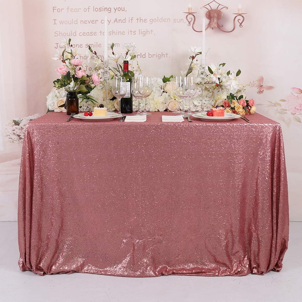 Mantel rectangular dorado con lentejuelas Trlyc, 60 x 120 pulgadas