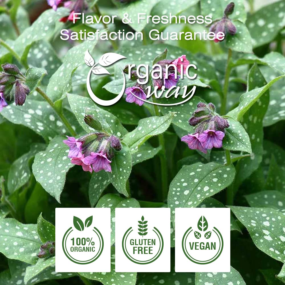 Organic Way Lungwort Hierba (Pulmonaria officinalis) Polvo – Té de hierbas  Certificado orgánico y Kosher  Crudo, vegano, sin OMG y sin gluten