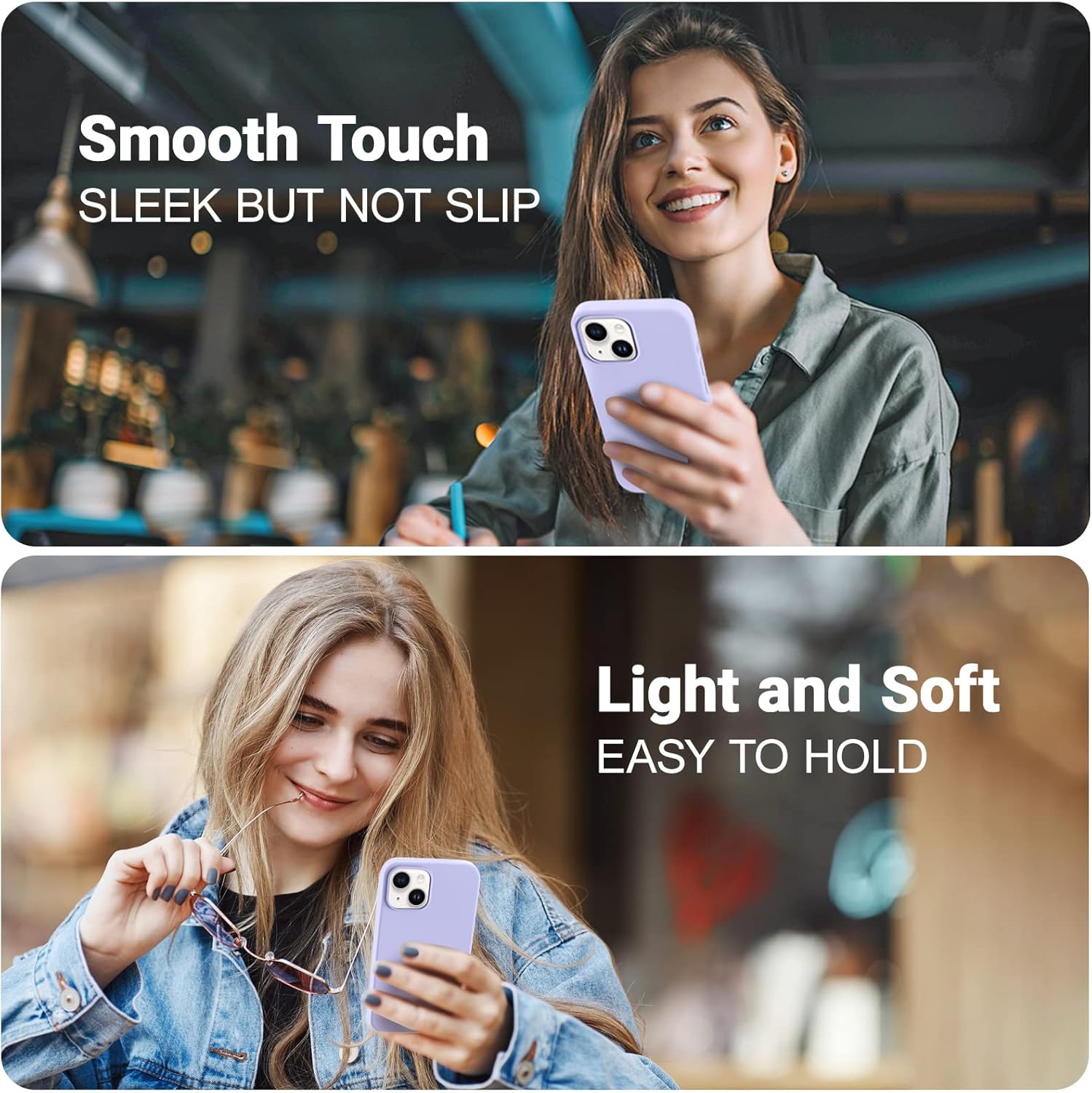 AOTESIER Funda compatible con iPhone 14, Silky Touch Premium de goma de silicona líquida suave antihuellas, carcasa protectora de cuerpo completo