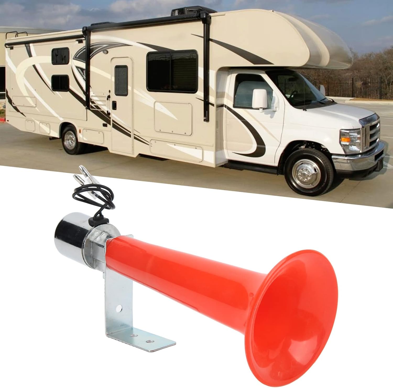 Silbato turco, cuerno cror de 12 V, silbato de lobo para automóvil, alta Pitc Ser, cuerno rojo de 180 Db, propósito universal, 12 V, 24 V, bocina de
