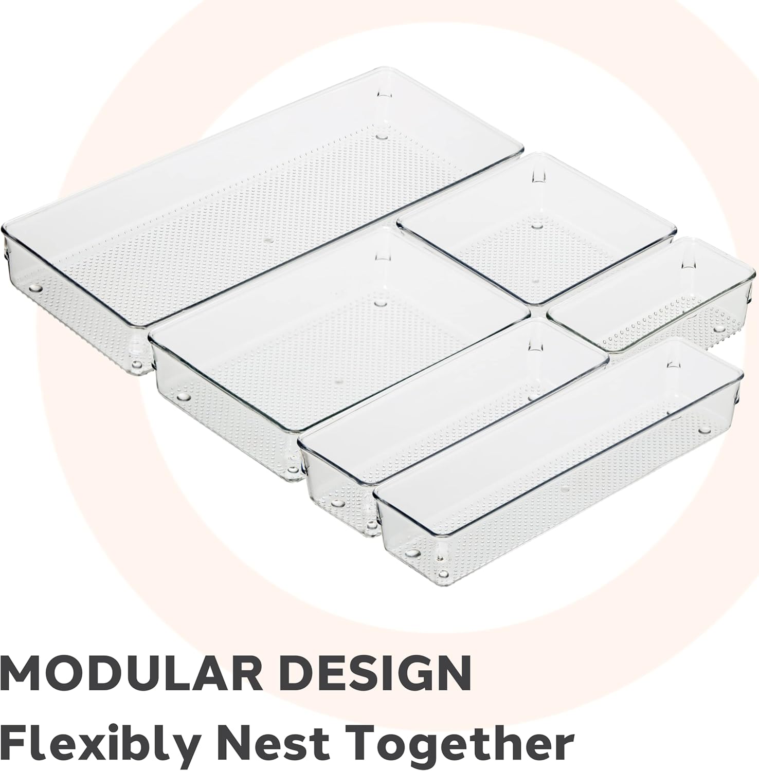 Oggi Organizador de cajones transparente, 3 x 6 pulgadas, ideal para organizar cajones de cocina, oficina, escritorio, cubiertos, utensilios de