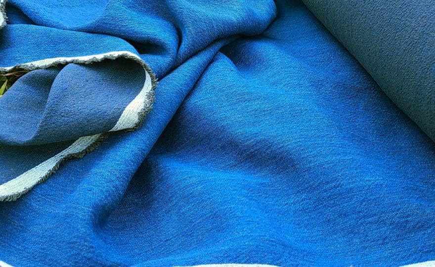 Tela de lino y algodón de sarga azul marino  Material versátil y duradero, ideal para ropa, costura y manualidades