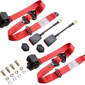 Juego de 2 correas retráctiles ajustables universales de 3 puntos, adecuado para cinturones de modificación, kit para Go Kart, Club Golf Cart, Van, Juego de 2 correas retráctiles ajustables universales de 3 puntos, adecuado para cinturones de modificación, kit para Go Kart, Club Golf Cart, Van,
