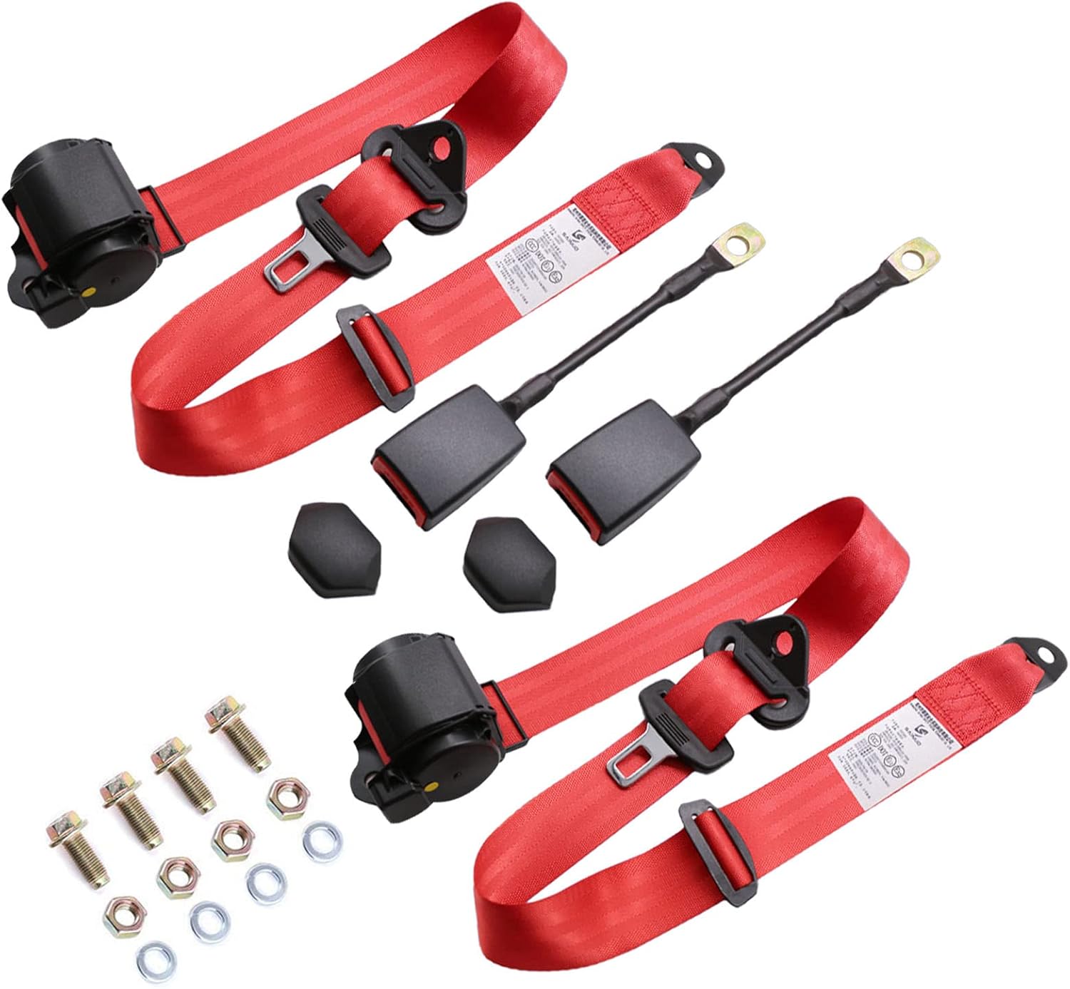 Juego de 2 correas retráctiles ajustables universales de 3 puntos, adecuado para cinturones de modificación, kit para Go Kart, Club Golf Cart, Van,