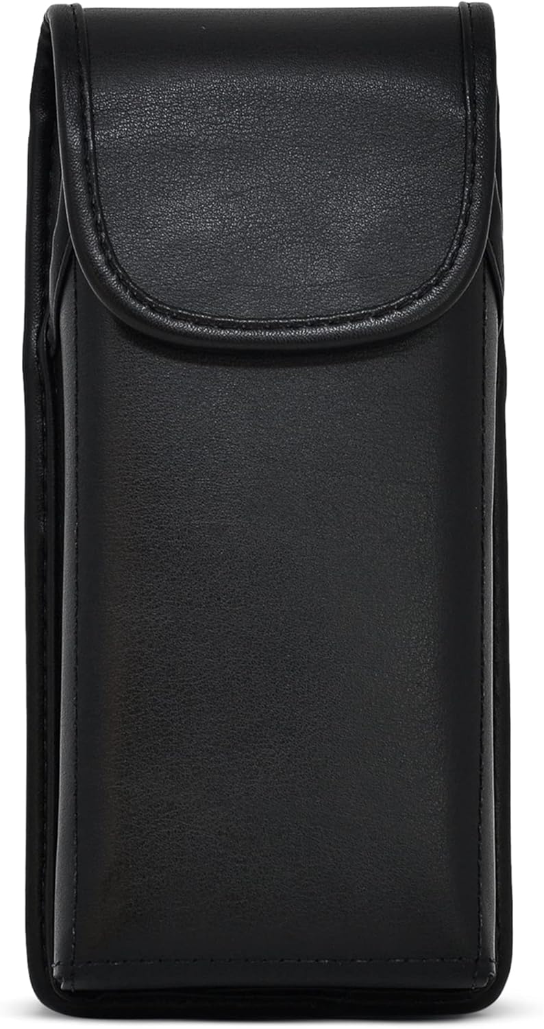 Turtleback Funda diseñada para Galaxy Z Fold 5 y Fold 4 con funda de ajuste voluminoso, funda vertical para cinturón de piel negra con clip