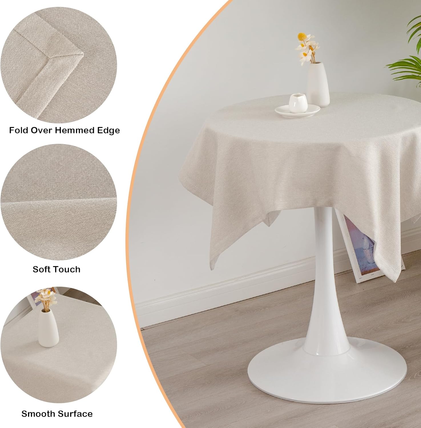 YZKITM Mantel cuadrado pequeño color marfil sólido, lavable, de peso pesado, resistente a las arrugas, mantel de tela suave de granja para