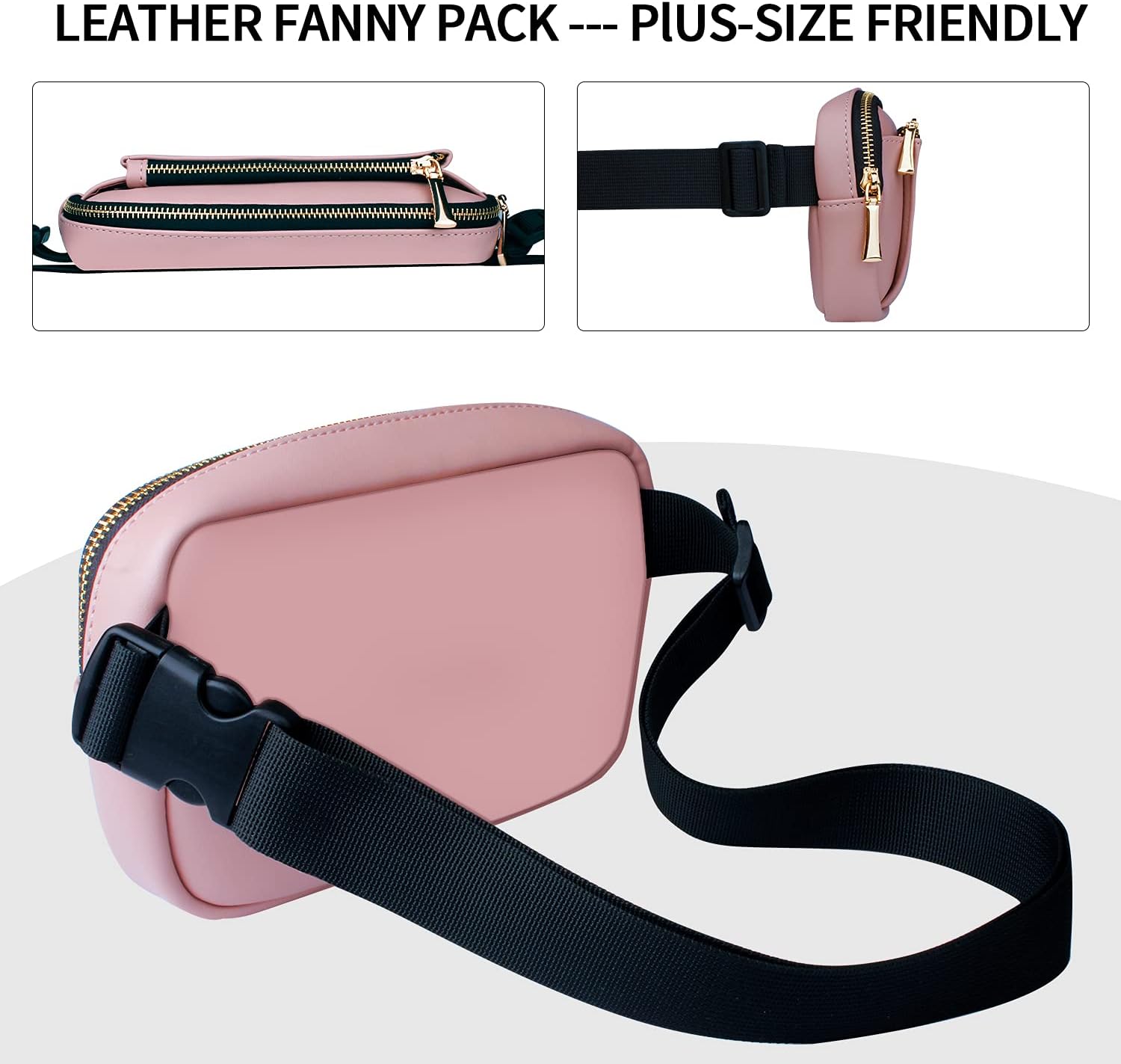 Riñonera para mujer, riñonera de cuero a la moda para hombres y niñas, talla grande, con correa ajustable, impermeable, lindas bolsas de cadera para