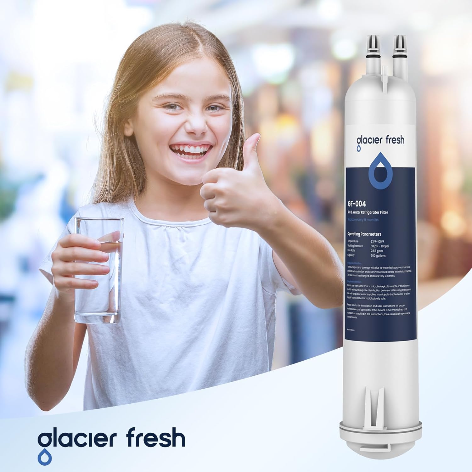 GLACIER FRESH 4396841 Filtro de agua para refrigerador compatible con filtro de agua para refrigerador EDR3RXD1, 4396841, 4396710, Filter 3,
