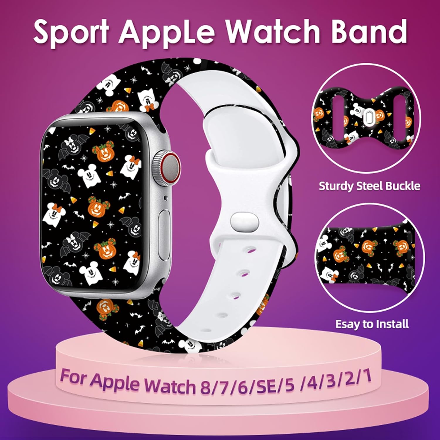 Correa de reloj de la serie Halloween compatible con Apple Watch Band de 1.496 in, 1.575 in, 1.614 in, 1.654 in, 1.732 in, 1.772 in, iWatch SE
