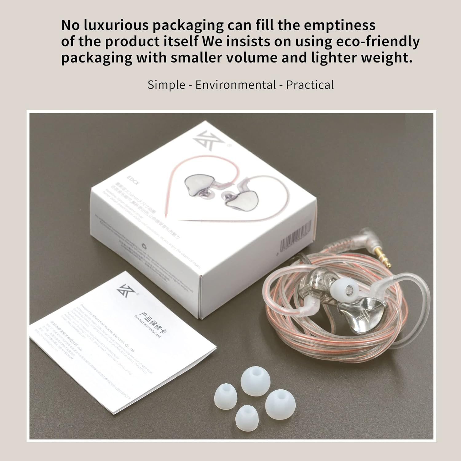 KZ – Auriculares de alta fidelidad para amantes de la música, KZ EDC X Dynamic Driver IEM, auriculares económicos para juegos y deportes (gris