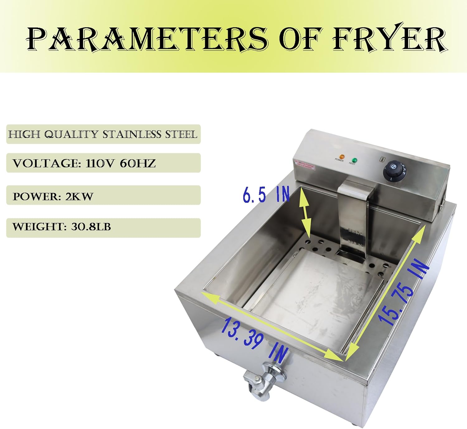 Freidora comercial de acero inoxidable con 2 moldes de anillo para pasteles, donas, pollo frito, papas fritas