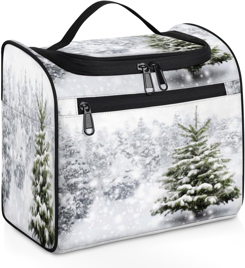 Winter Art Decor Toiletry Bag for Women Travel Makeup Organizer with Hanging Hook Traveling Cosmetic Bags for Toiletries Accessories